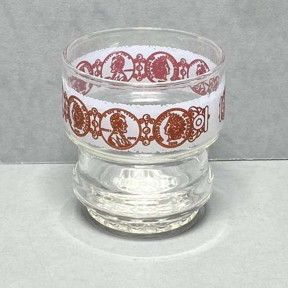Vintage Libbey Punch Cup Copper Penny Indian Head Coins MCM Drink Glass - Picture 3 of 9